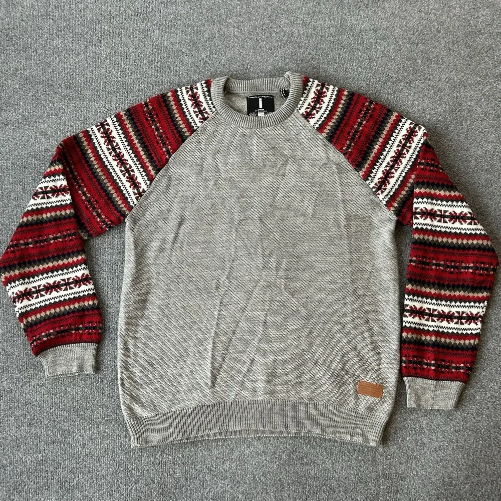 I Jeans By Buffalo Sweater Mens XXL Grey‎ Knit Wool Blend Holiday Christmas New